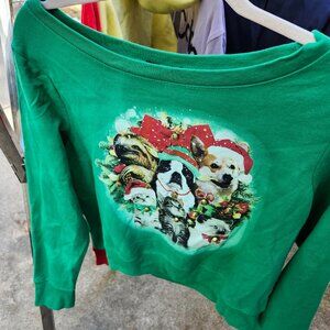 Green Cat Ugly Christmas Sweatshirt
